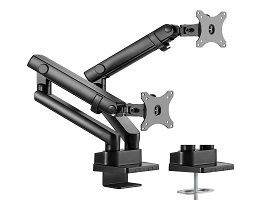 Aluminum slim pole-mounted spring-assited dual monitor arm